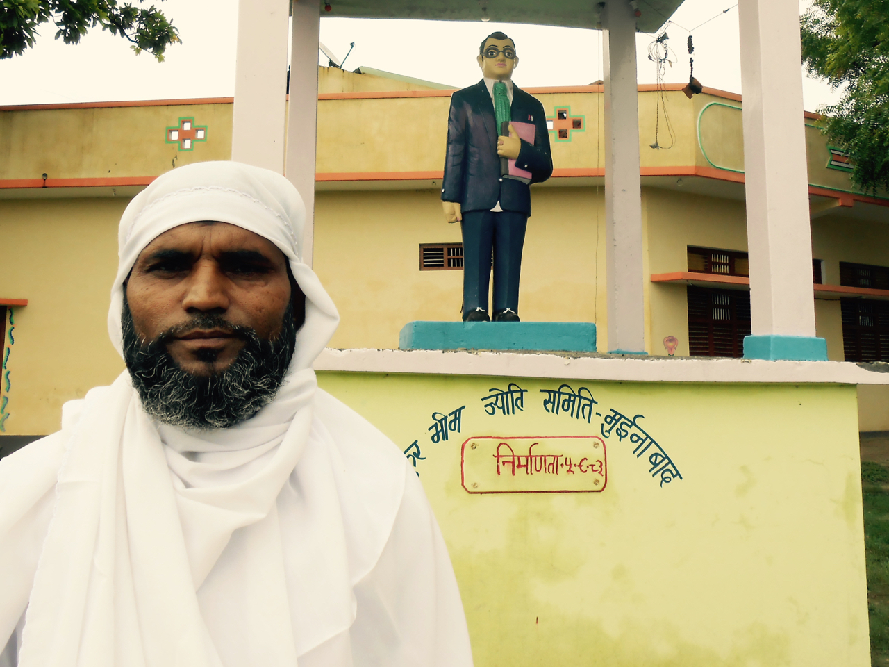 Abdur Rehman with Ambedkar Statue
