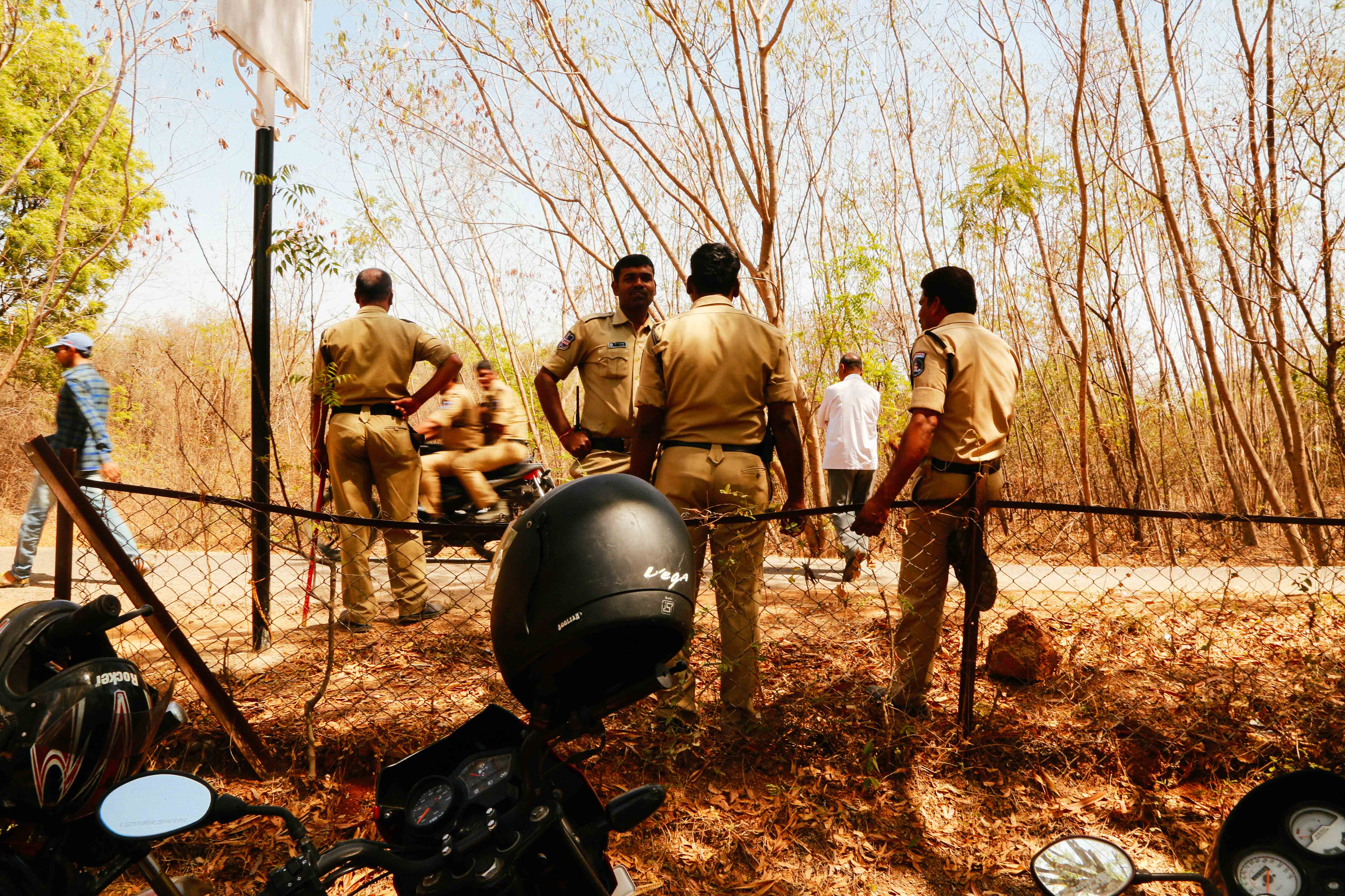 A large police force rushed to the spot after things had become peaceful to "control the situation"