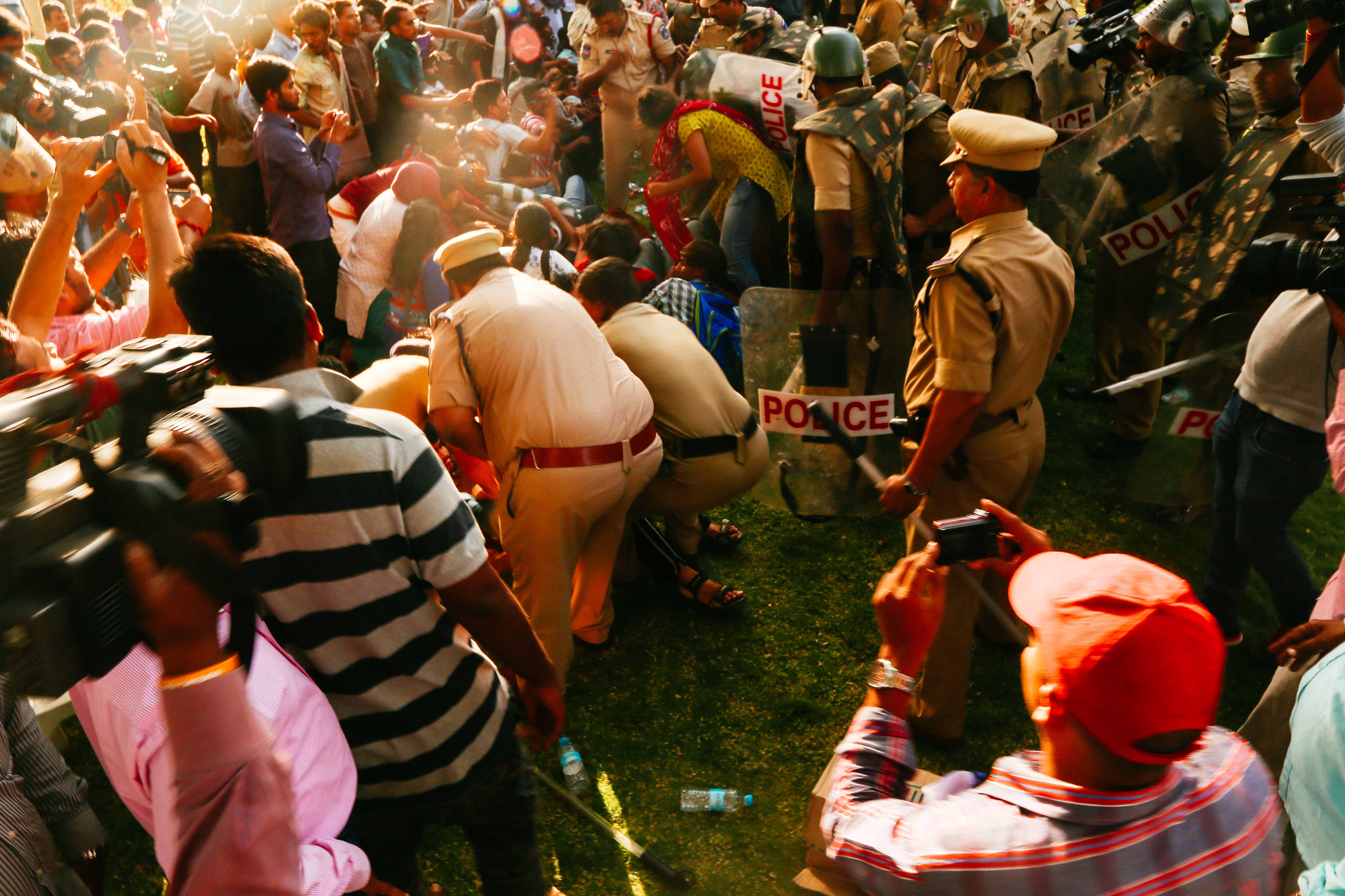 Female protestors were allegedly threatened with rape by the male police officers