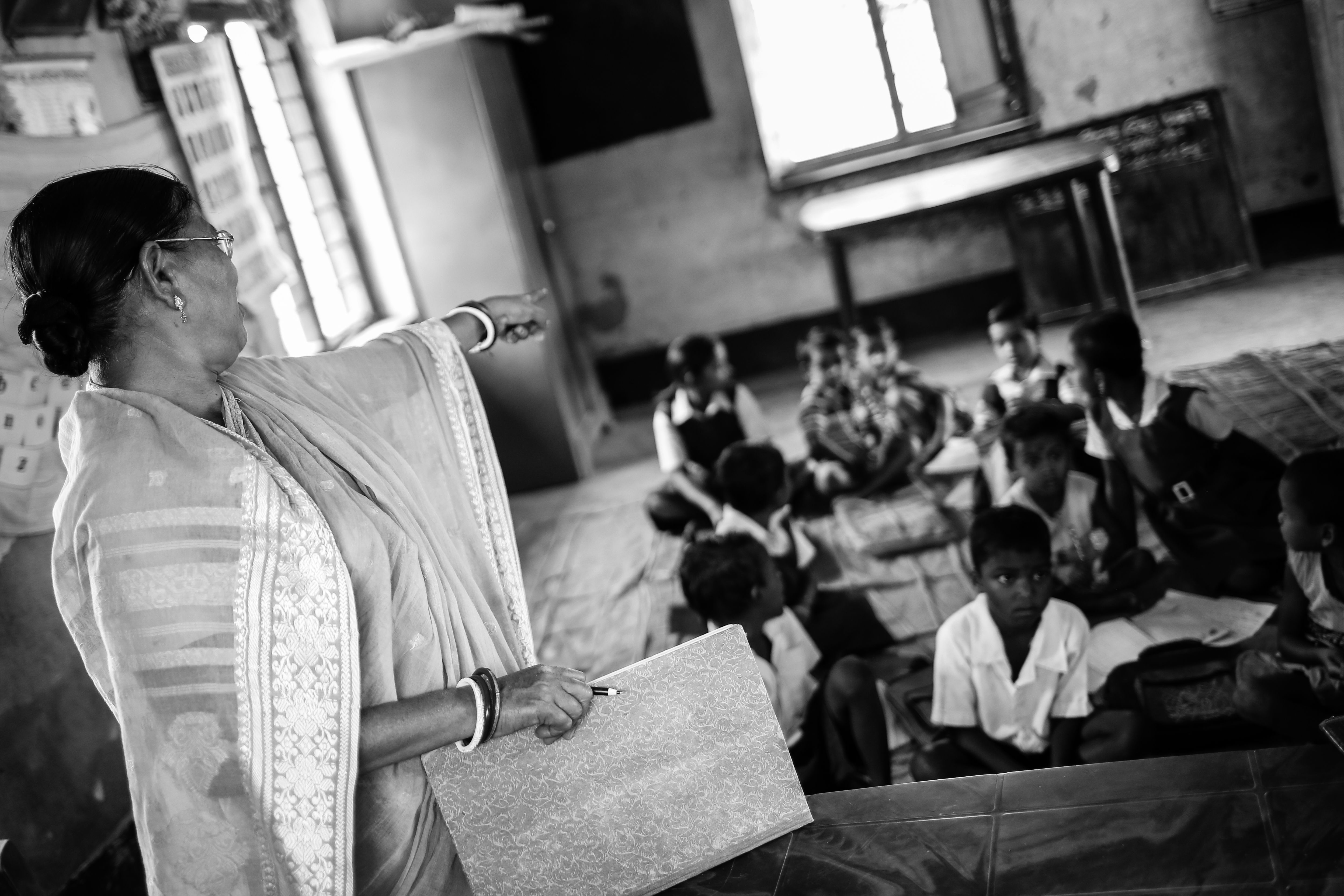 Teachers at the Nayanagarh Primary School say that they make do with what they have, elders from the Santhal community helping with instruction in their native tongue.