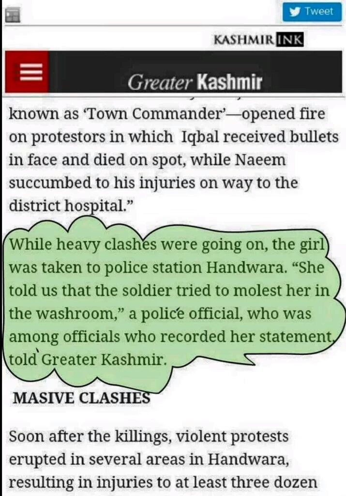 Girl's first statement recorded by police ( via Greater Kashmir )