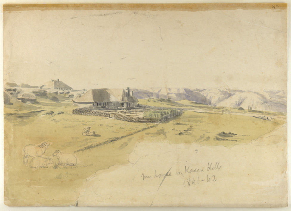 Pencil and water-colour drawing by Sir Henry Yule (1820-1889) of his bungalow in the Khasi Hills in Assam, dated between 1841 and 1842. The image is inscribed on the front in pencil: 'My house in the Kasea Hills, 1841-42.' Sir Henry served with the Bengal Engineers in India from 1840 to 1862 and was first posted to the Khasi Hills in Assam. He is perhaps best known for his work on the 'Hobson-Jobson' (London, 1886), a glossary of Anglo-Indian colloquial words and phrases.