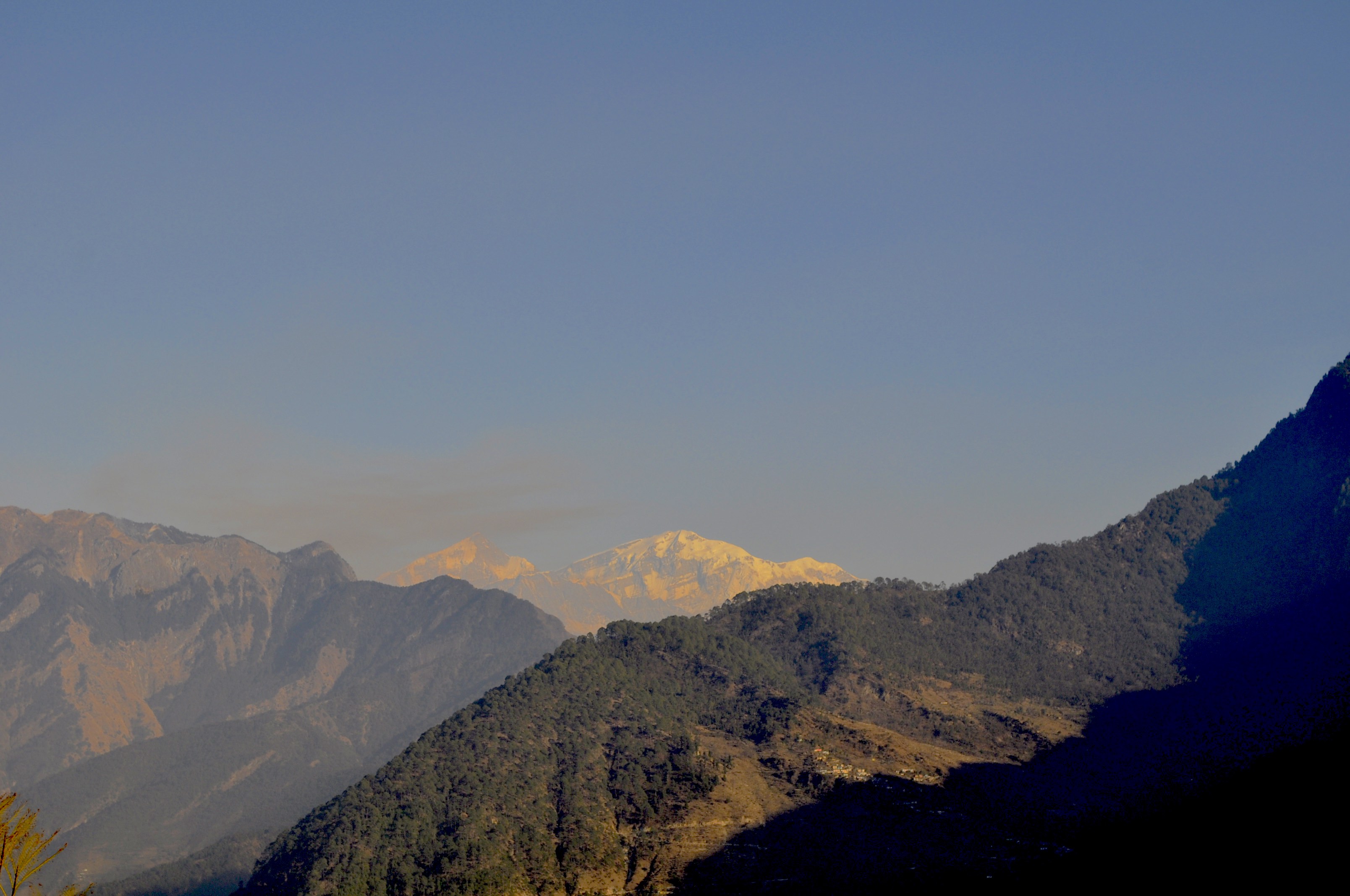 Rare view of a snow peak from Gopeshwar