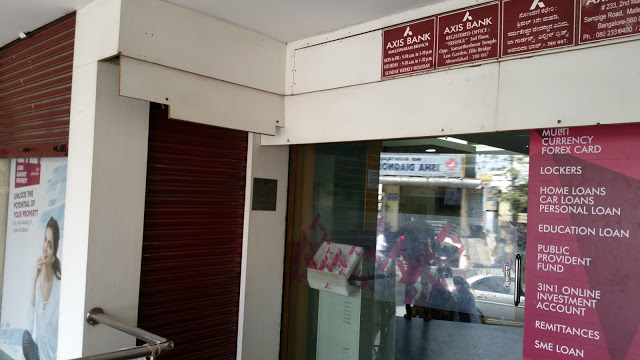 AXIS Bank ATM. The ATM is behind the closed shutter on the left.