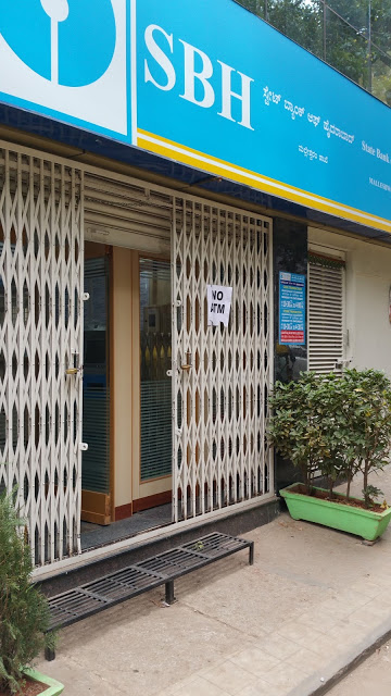 State Bank of Hyderabad. Note the sign that says "No ATM."